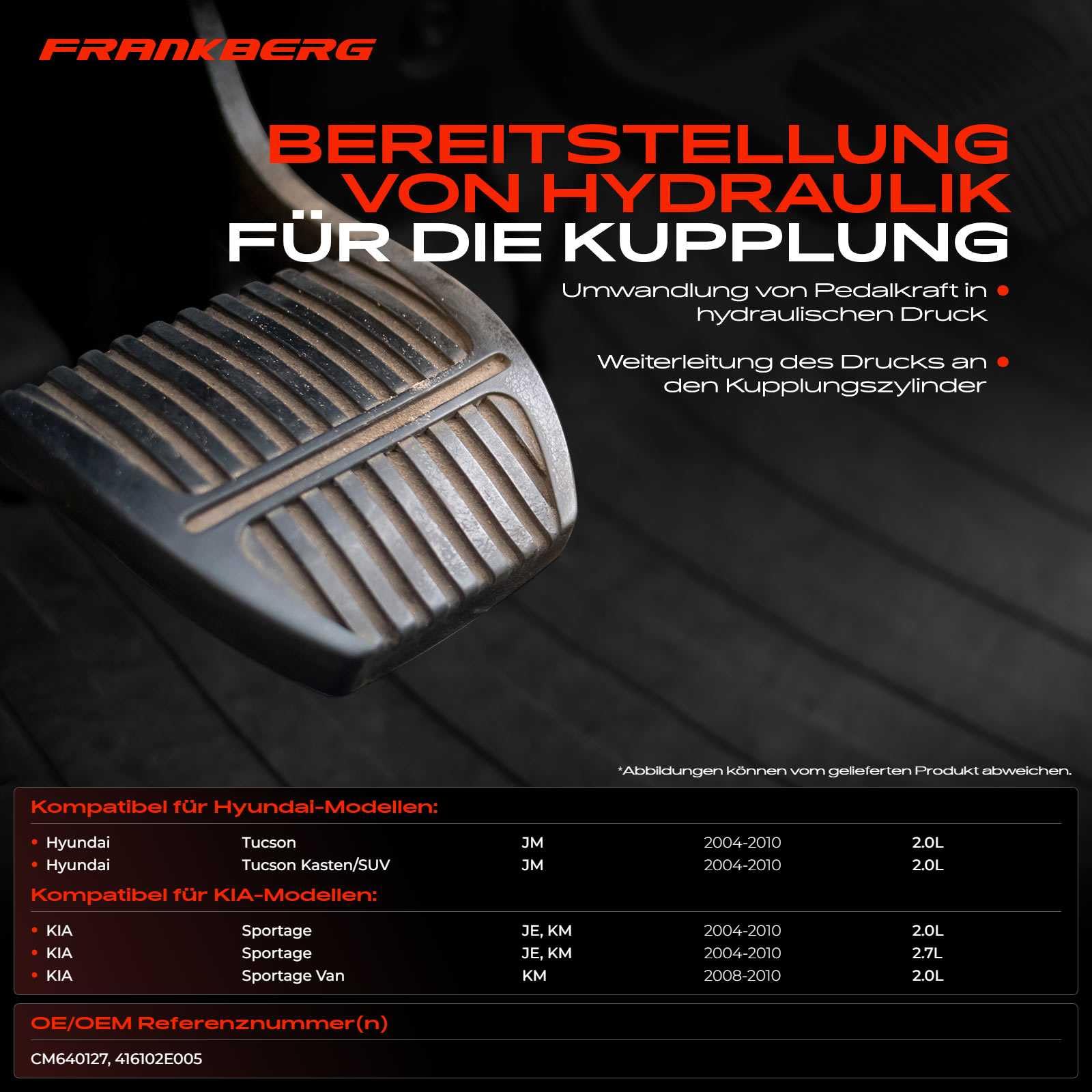 Frankberg Embrayage à Cylindre Pour Hyundai Tucson JM 2.0L (2006+) Et Kia Sportage JE KM 2.0L-2.7L (2005+) - Remplacement Facile, Compatible Avec Plusieurs Modèles Essence Et Diesel - 11