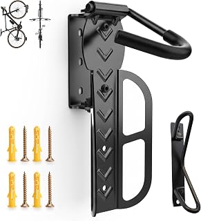 Soporte Bicicleta Pared Giratorio 180° Acero Resistente – Gancho Vertical Plegable Ahorra Espacio, Protección Antirayaduras, Montaje Seguro con Guía QR – Garaje Hogar – 1 Unidad