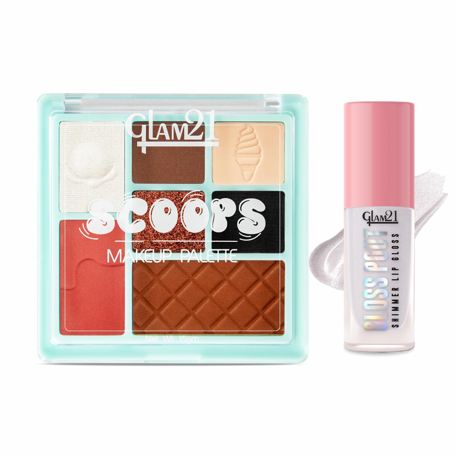 Glam21 All-in-One Makeup Kit – Scoop Face Palette-Chocolate Chip,15g & Gloss Pout Shimmer Lip Gloss-Crystal Kiss, 7g | Highly Pigmented, Travel-Friendly Face & Lip Combo | Combo Pack Of 2-picture-22