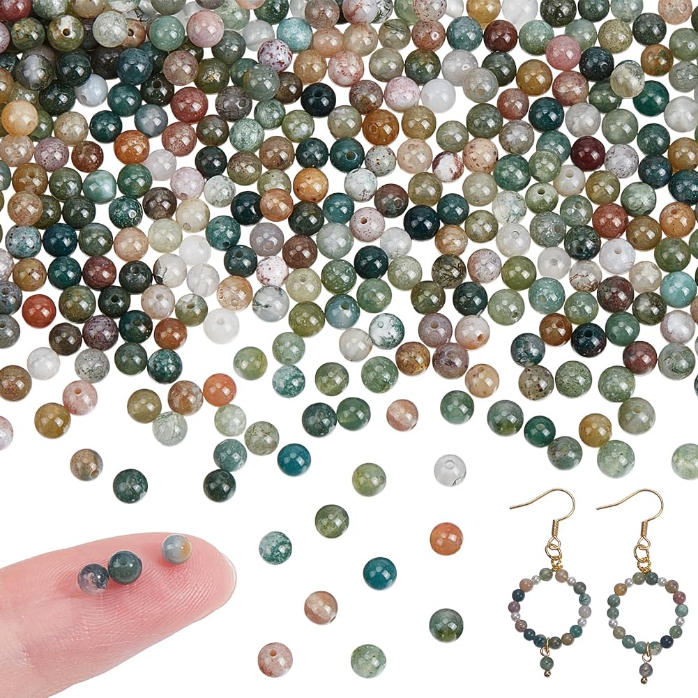 Perle d'Agate Indienne Naturelle 3mm NBEADS pour Création Bijoux (378 Pcs)
