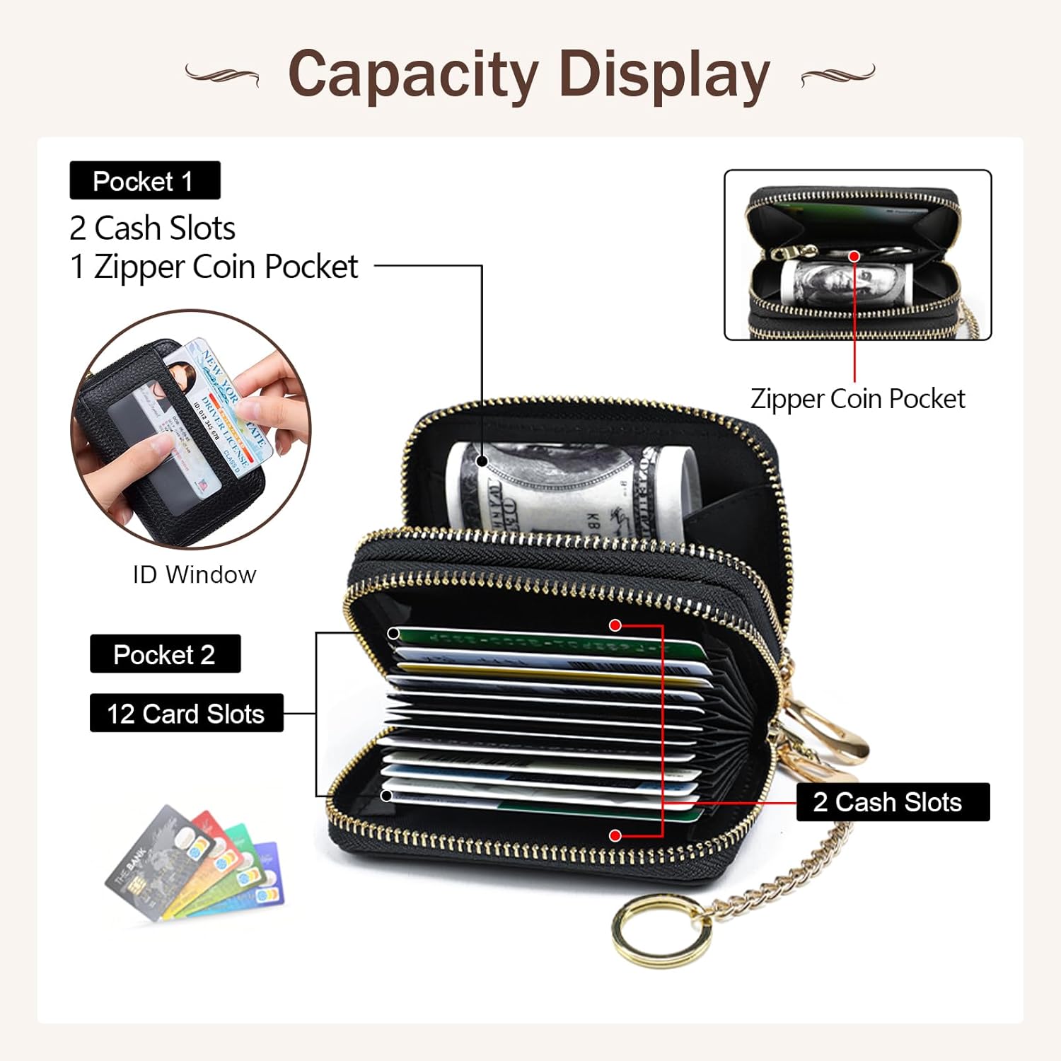 imeetu Rfid Credit Card Holder,Genuine Leather Businese Card Case,Rfid Blocking Wallet for Women & Men - Image 6