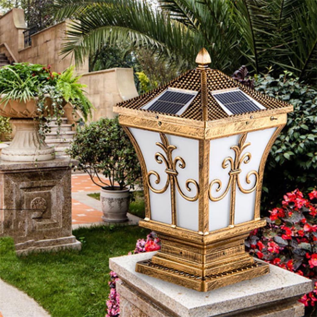 Outdoor Solar Post Light with Pier Base Aluminum Fence Post Cap Lamp Rust Bronze Finish Pillar Light Solar Pillar Column Lamp for Farmhouse Yard Deck Garden Gates Landscape
