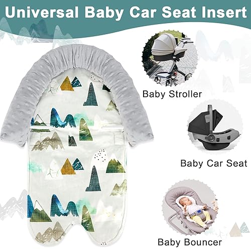 Miniatura 7 de TANOFAR Inserto de asiento de automóvil infantil y fundas para correa, soporte de cabeza de asiento de automóvil Minky para niños, cojín suave para