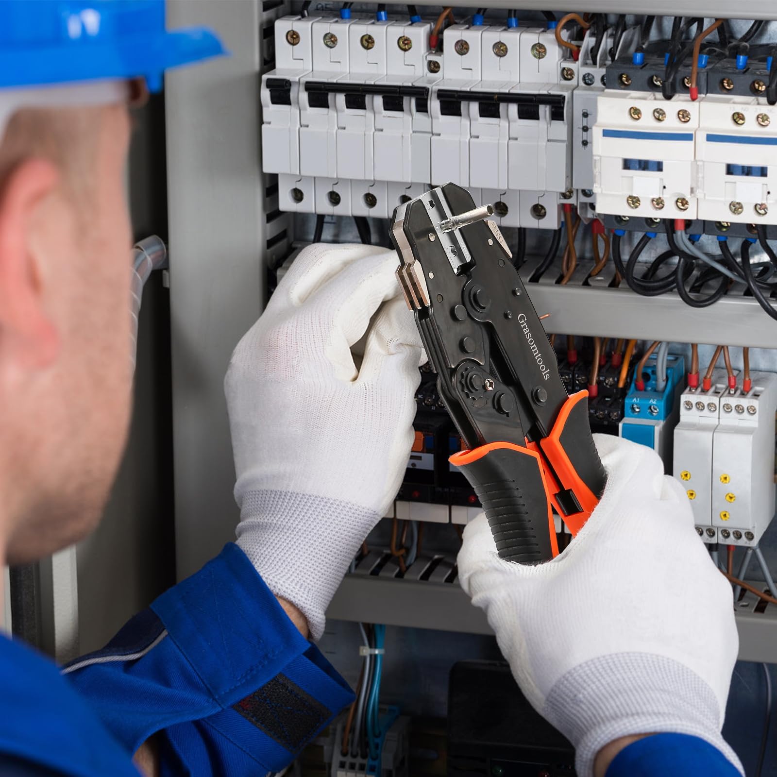 Zestaw szczypiec zaciskowych, zacisków zaciskowych z 6 głowicami do szybkiej wymiany, wąż termokurczliwy, zaciskarka kablowa, zaciski zasilane energią słoneczną