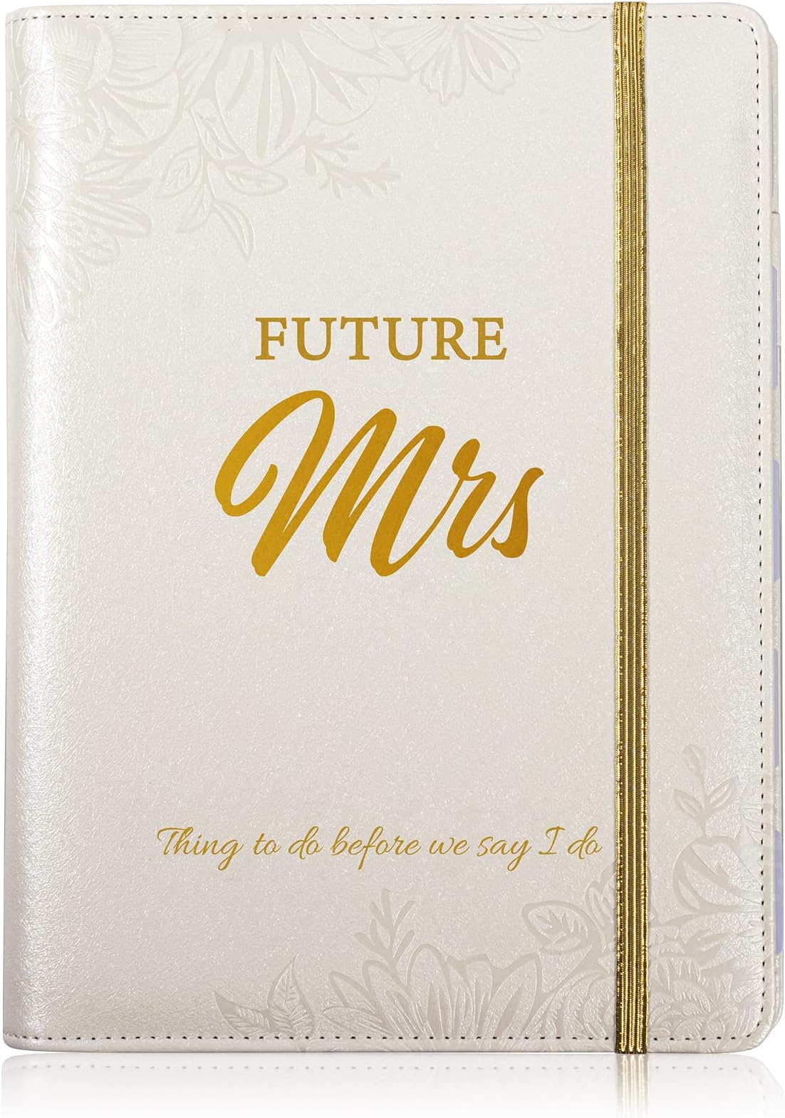 Wedding Planner Book and Organizer for the Bride - Future Mrs Wedding Bridal Planner with 5 Tabbed Sections, 9.2" × 6.8", Leather Cover with Ring Binder, Inner Pocket, Notes Pages, Stickers