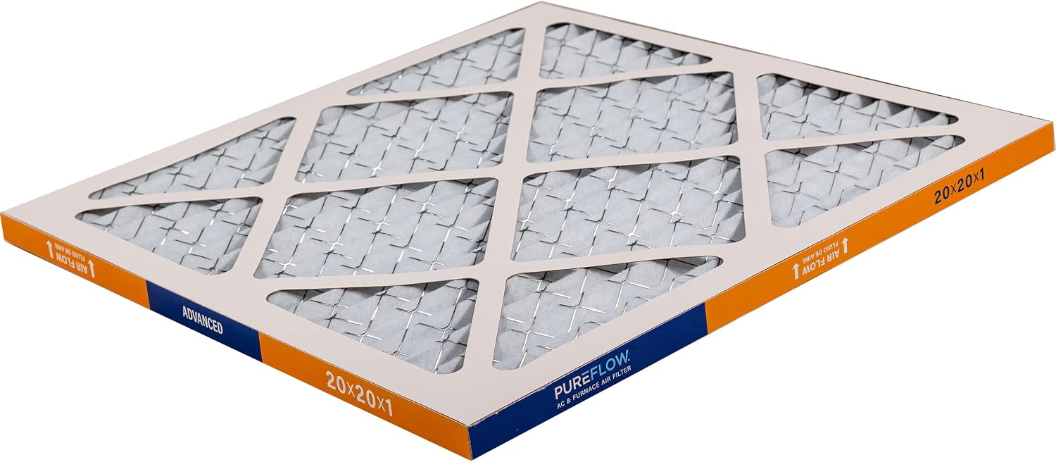 PUREFLOW Home Air Filter MERV 11, 20x20x1 Furnace Filter, 4 Layer High Efficiency Filtration for Dust, Smoke, Fumes, Pollutants (4-Pack)