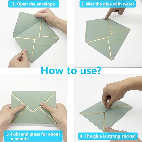 Miniatura 8 de Sobres de 5 x 7 pulgadas para invitaciones con borde dorado, paquete de 50 sobres A7 con solapa en V, sobres de tarjetas de felicitación