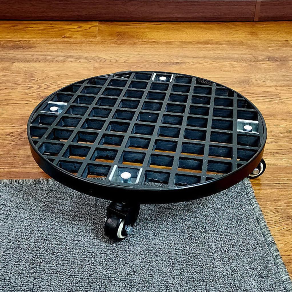 Chariot à plantes robuste avec roues, capacité de 200 kg, grand chariot rond à roulettes en polyuréthane de qualité industrielle, bord en aluminium, pour déplacer le plan en pot, blanc, 36 cm