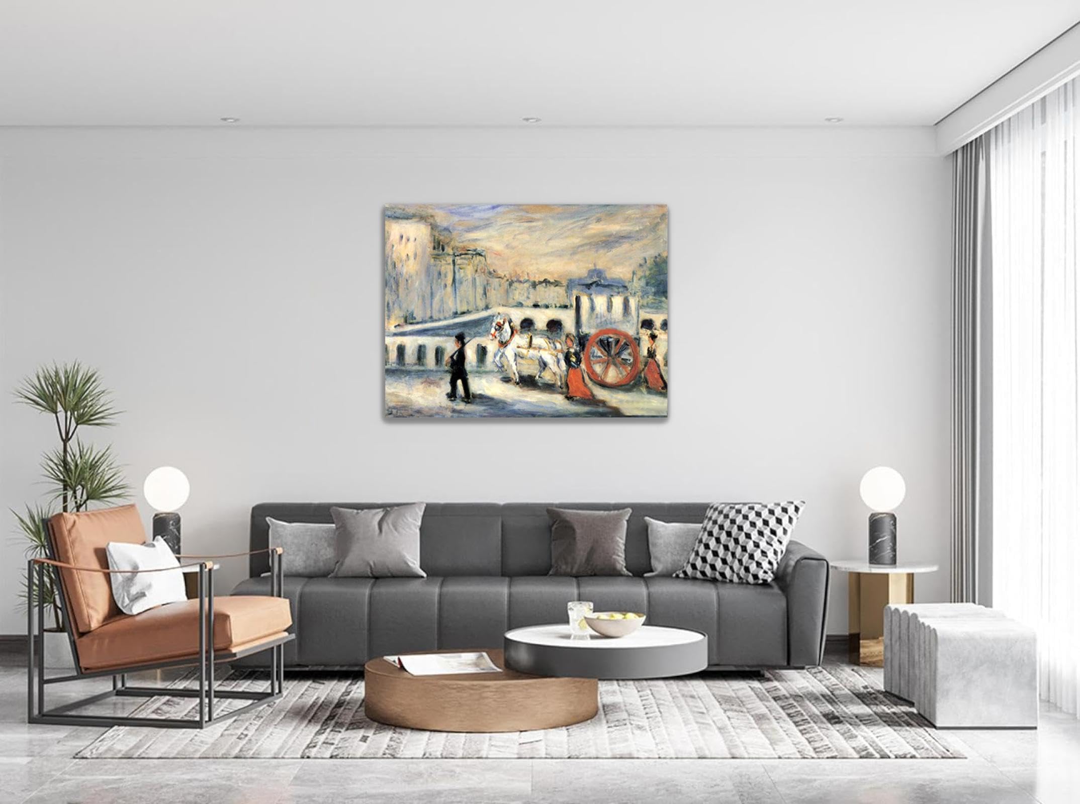 OZPWBVY Cuadro famosas Giclee Lienzo Impresión Pinturas-El carro rojo-Reproducciones de carteles e impresiones-Enmarcado listo para colgar 85x120cm(33x47in) marco interno