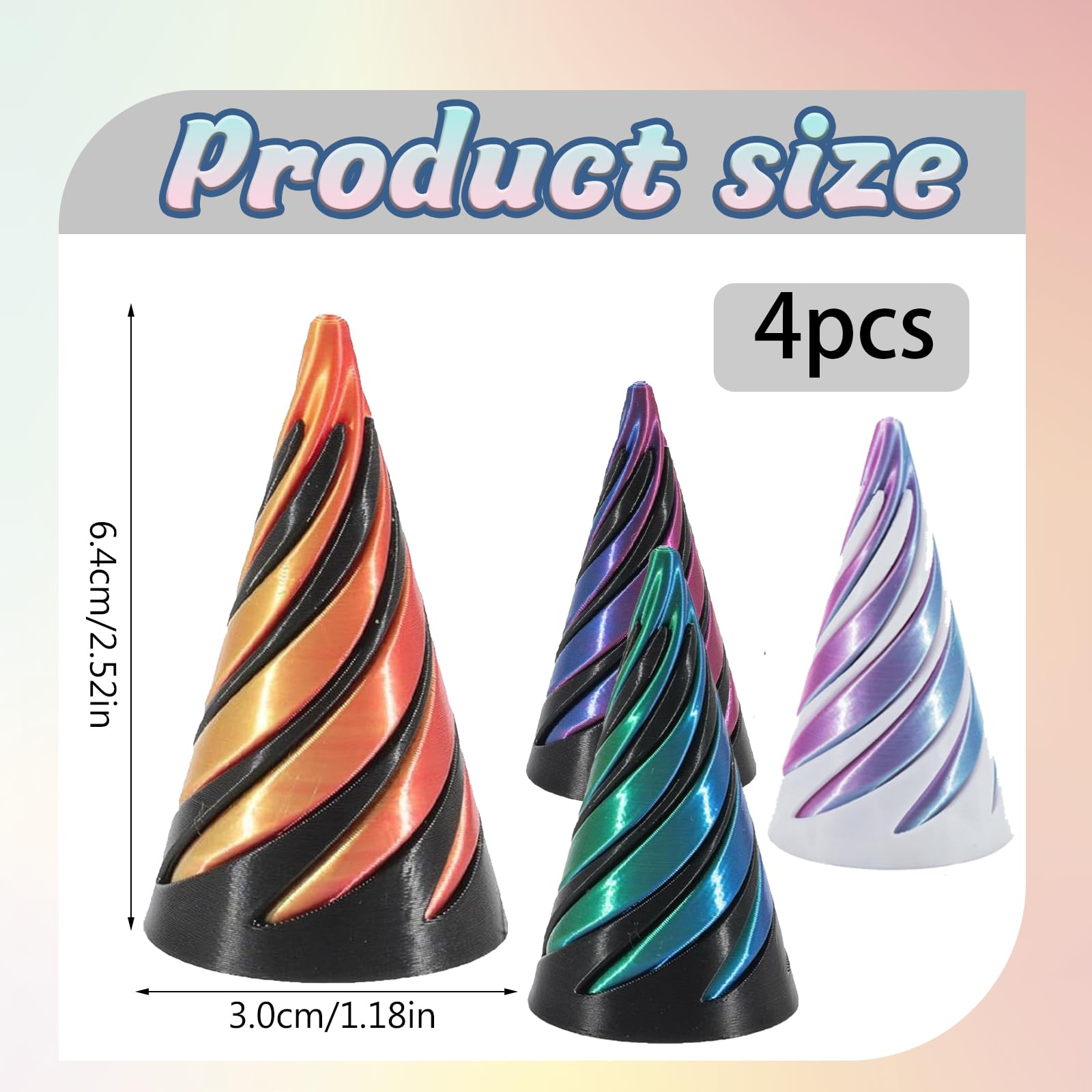 4 Pcs 6.4 cm Impossible Cone Fidget Toy - Image 2