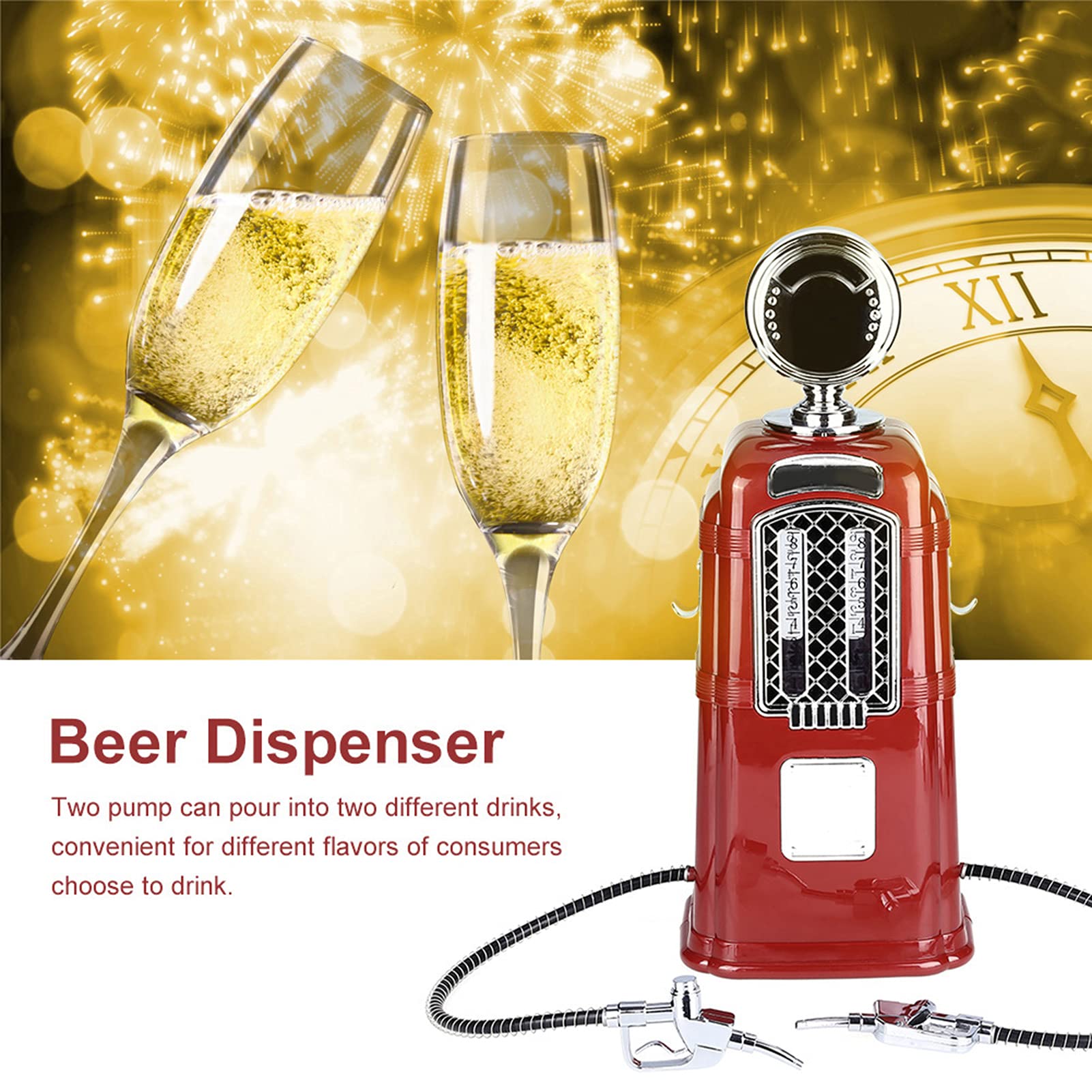 aqxreight Pompe à Vin et Boissons à Double Pistolet 1000cc, Distributeur de Liqueur, d'alcool et de Bière, Accessoires de Bar pour à Domicile et Fêtes (Rouge)