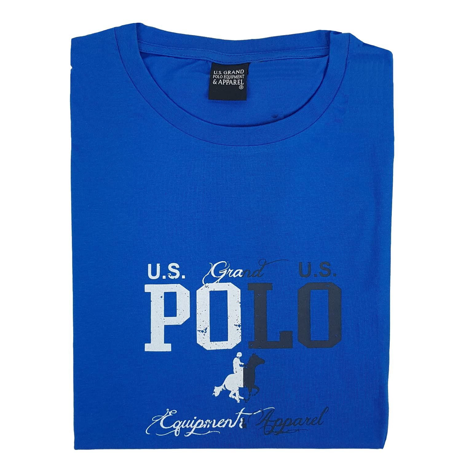 U.S. Grand Polo Equipment & ApparelMen's T-Shirt Short Sleeves 100% Pure Cotton Plus Size 3XL 4XL 5XL 6XL Blue, azure, 4XL