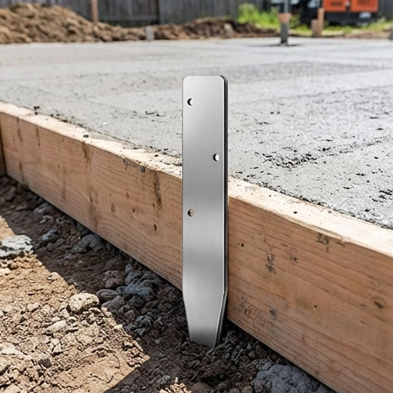 Wytrzymały stalowy słupek do formowania betonu z głowicą w kształcie litery V do projektów budowlanych i ogrodniczych. Wytrzymały metalowy palik z powłoką antykorozyjną i wstępnie