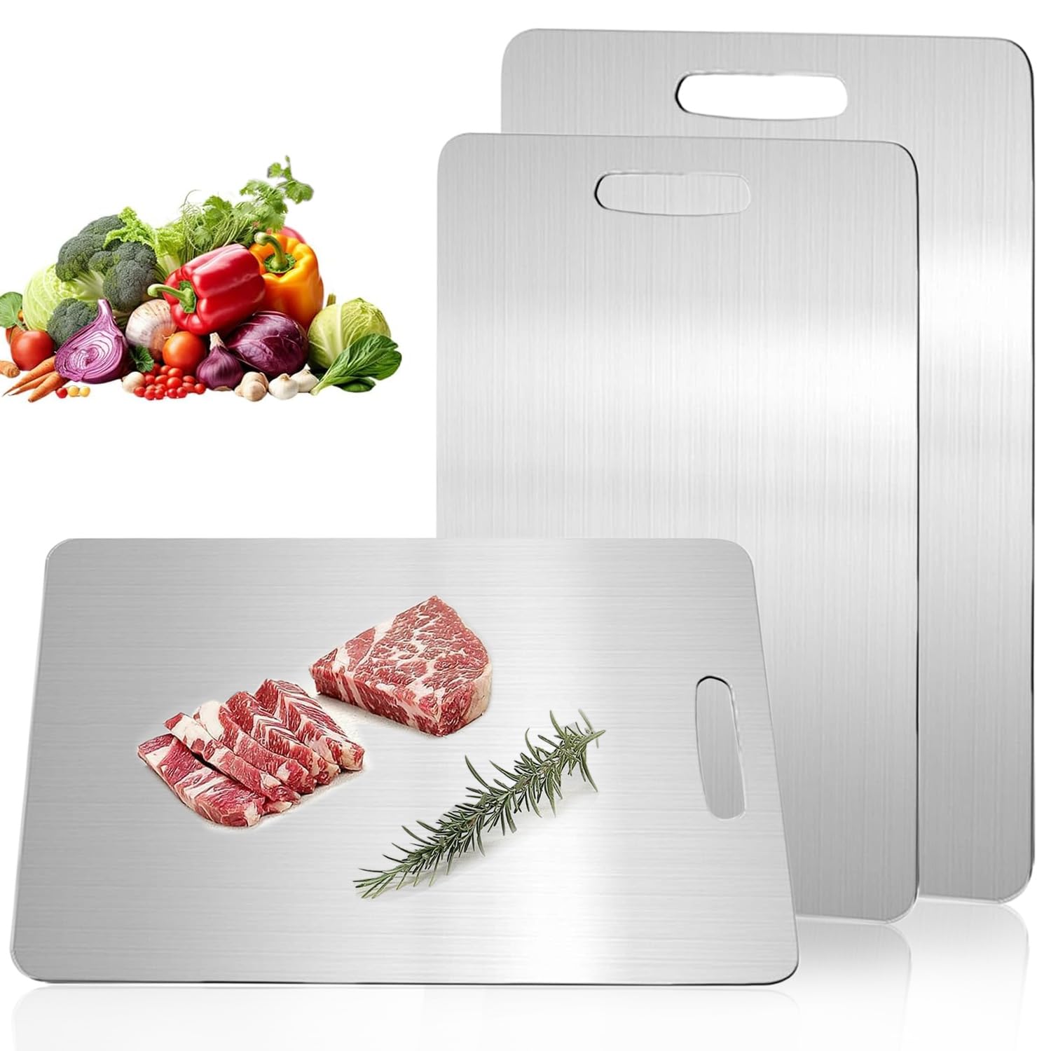 Katori Titanium Cutting Board Set of 2,100% Pure Titanium Cutting Boards for Kitchen Non Toxic,Double Sided Dishwasher Safe Cutting Board for Meat,Fruits and Vegetables,Easy To Clean(2PC-M+L)
