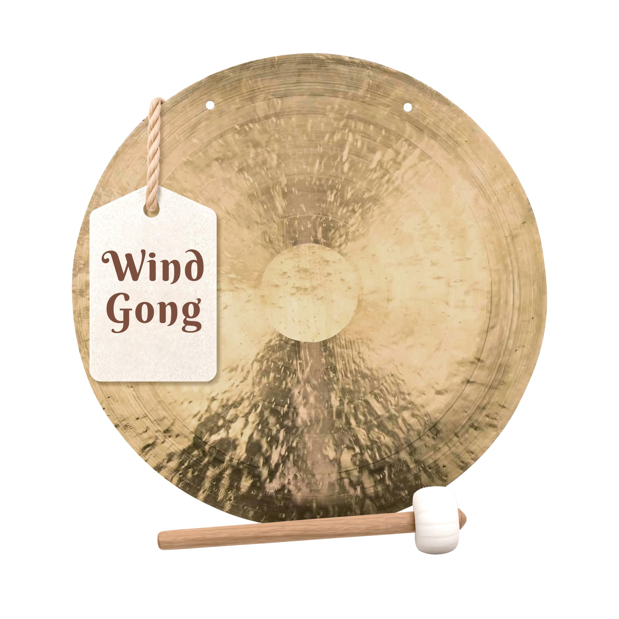 The Gong Shop Handcrafted Chinese Gong - Rich Wash & Deep Resonant Tones for Meditation, Sound Healing, Yoga or Home Decor - Stand Not Included (20" Wind Gong)