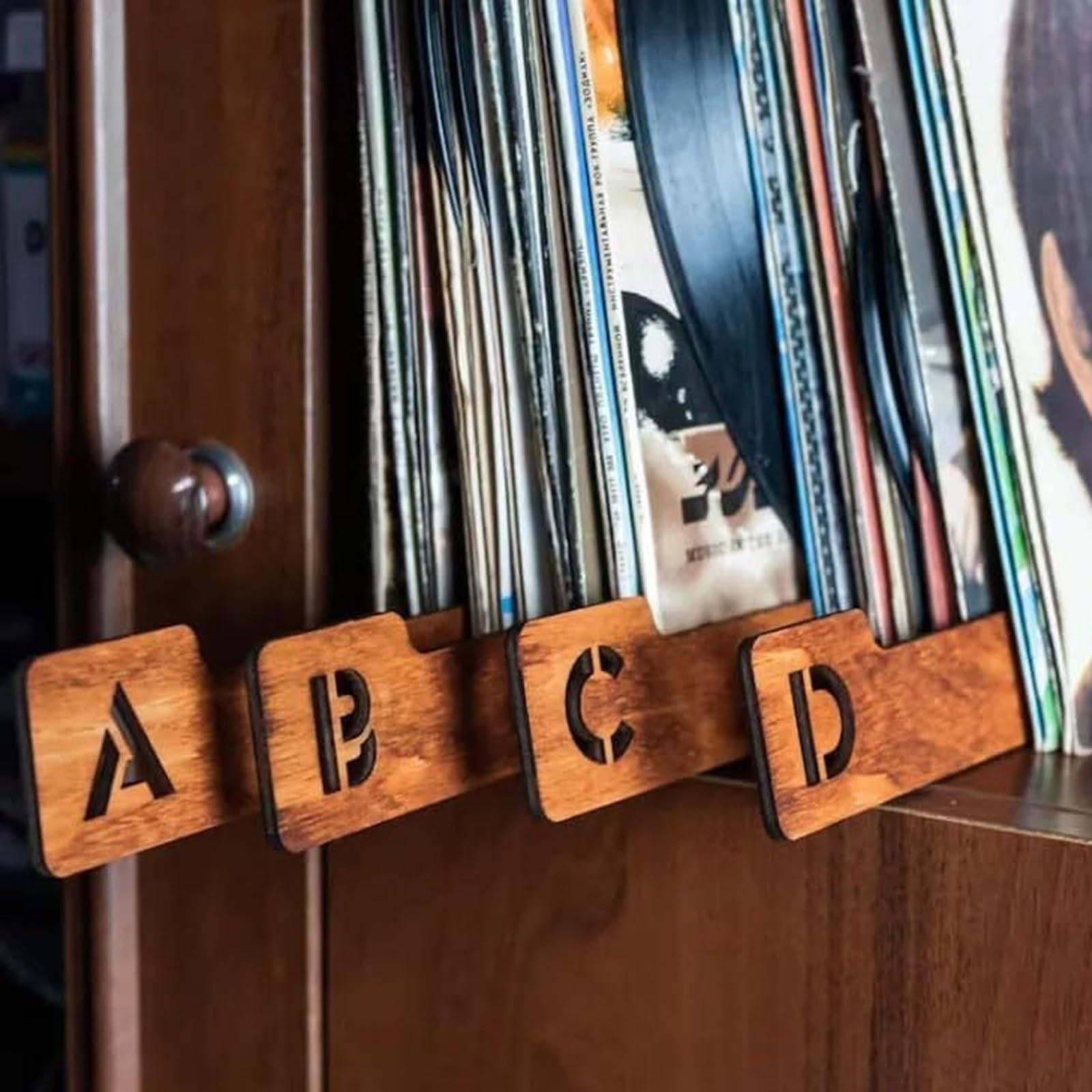Separadores de discos de vinilo, separadores alfabéticos de almacenamiento de discos de vinilo A-Z, 26 guías de organización de estantes de discos, contenedores de colección de cajas de