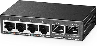 Binardat 4 Port 2.5G Web Managed Switch with 2x10G SFP, Ultra-Mini Size, Metal Multi-Gigabit Desktop/Wallmount Network Switch