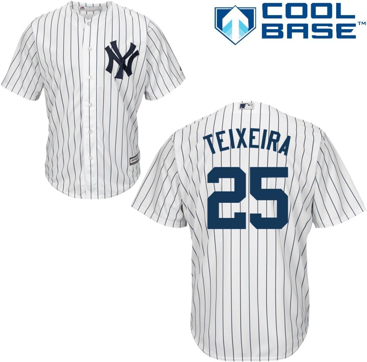 Mark Teixeira New York Yankees #25 MLB Men's Cool Base Home Jersey (XXLarge) White