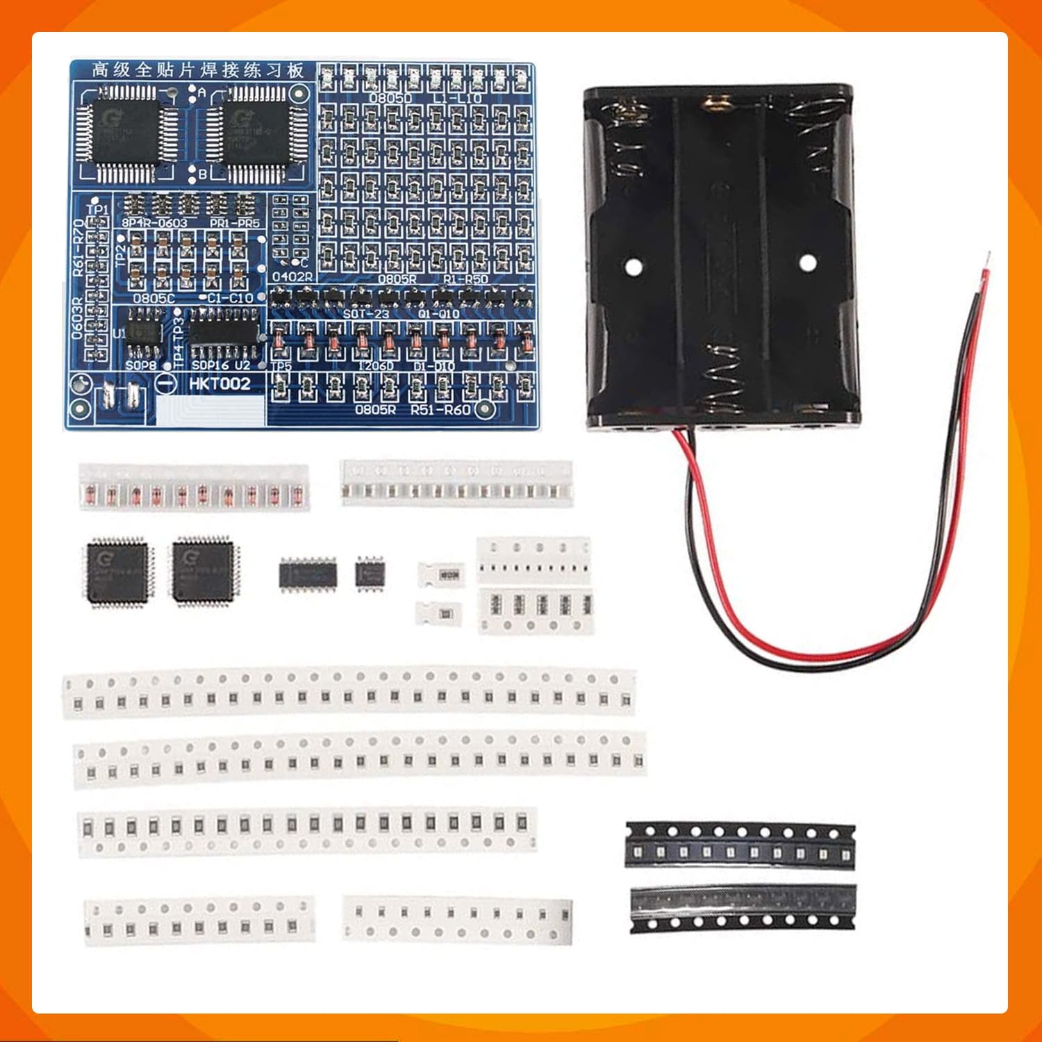 Kit de pratique de soudage, kit électronique bricolage 4 en 1 SMD et SMT, table d'entraînement pour débutants, amateurs et étudiants, parfait pour apprendre les techniques de soudage à montage