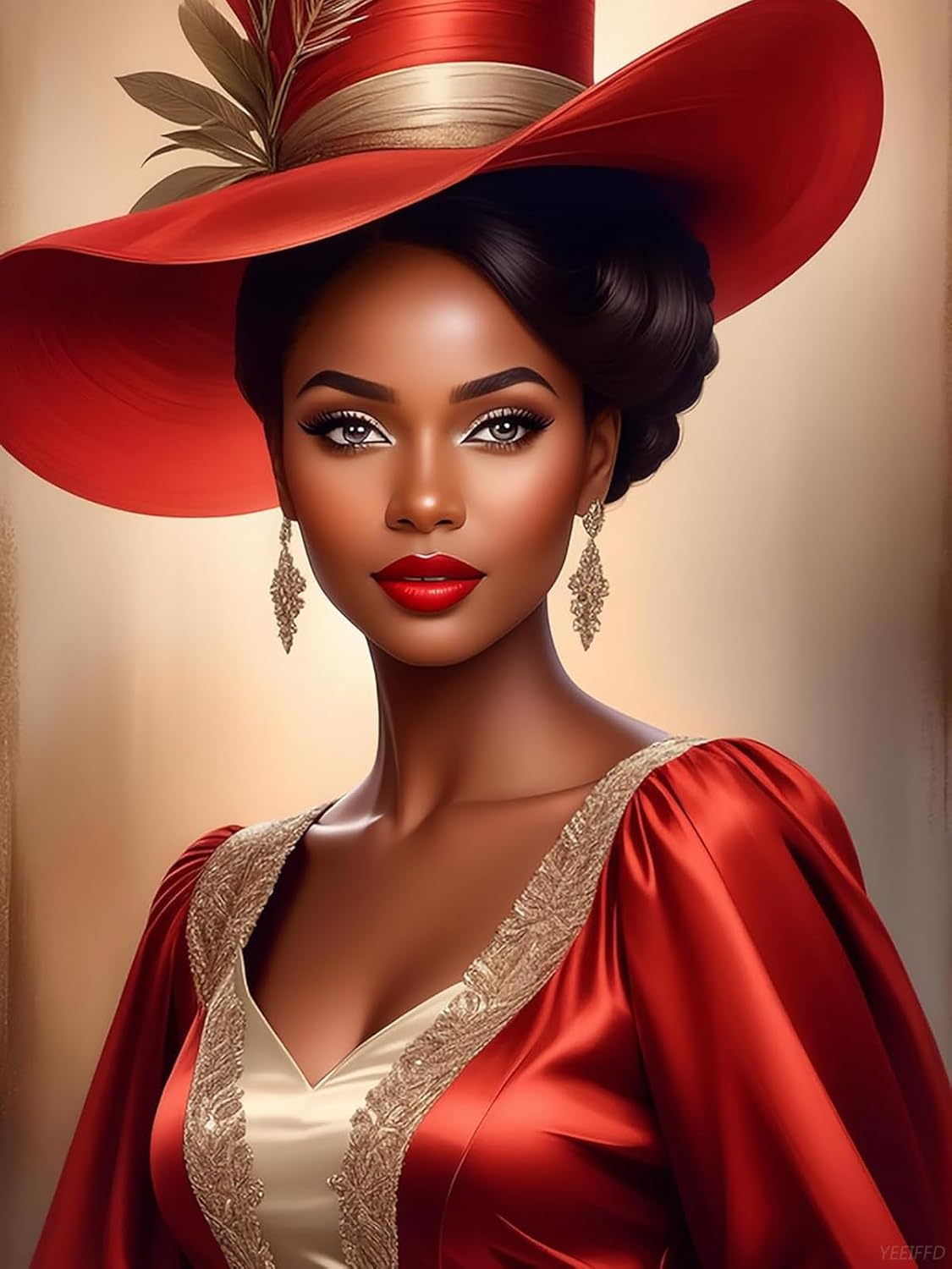 YEEIFFD New Year Gift Victorian Women Lady African Black Women Art Portrait Diamond Art Painting Kits DIY 5D Gemstone Art Painting Crafts for Home Decoration for Christmas Valentine's Day 12x16 inch