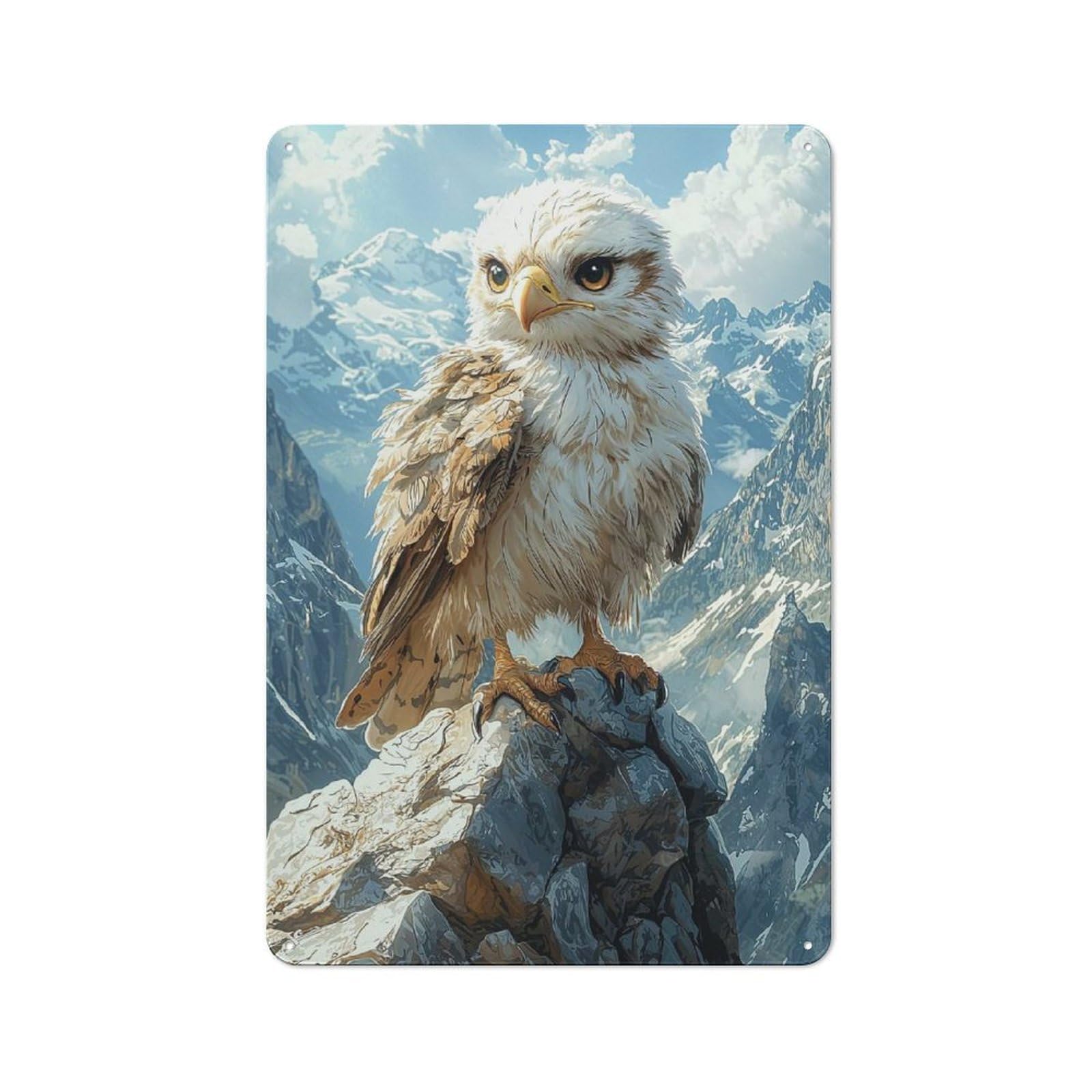 Junmoney Style-8 For Lounge Or Reading Corner, Eagle On Mountain Peak Rustic Metal Sign 30X20cm, For Vintage Wall Decor Fans, For Themed Room Decoration