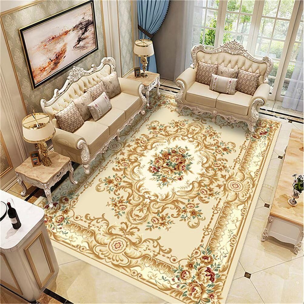 Tapis protection sol lavable 180x250cm contre les taches tapis salon jaune