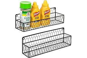 Wall Mountable Black Chicken Wire Spice Basket Organizer