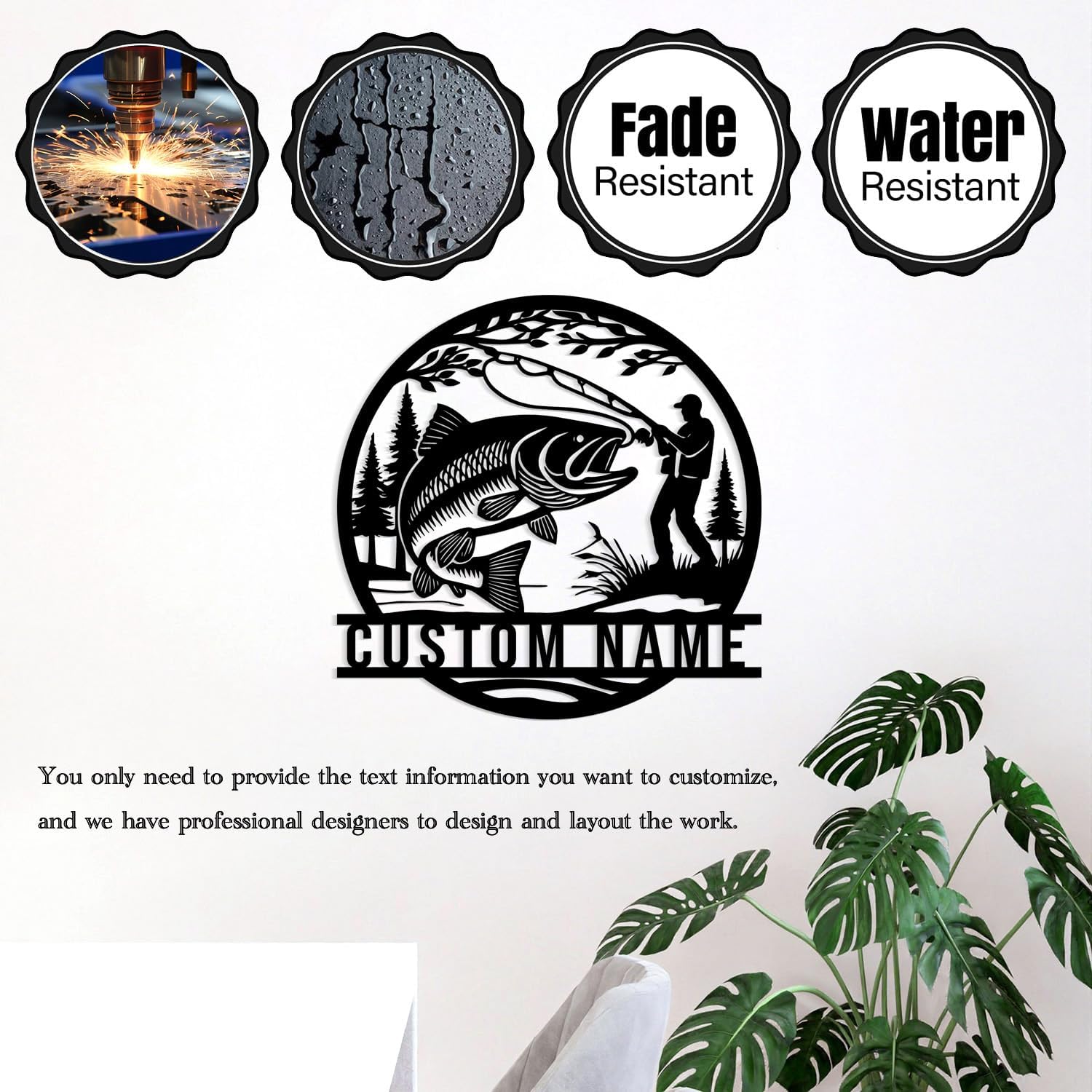 Fishing signs, personalized fishing metal signs, fishing metal wall art, fishing metal wall decorations, fishing enthusiasts, custom fishing, fisherman souvenir metal plaques, garden metal decorations, home metal decorations (Style-4)