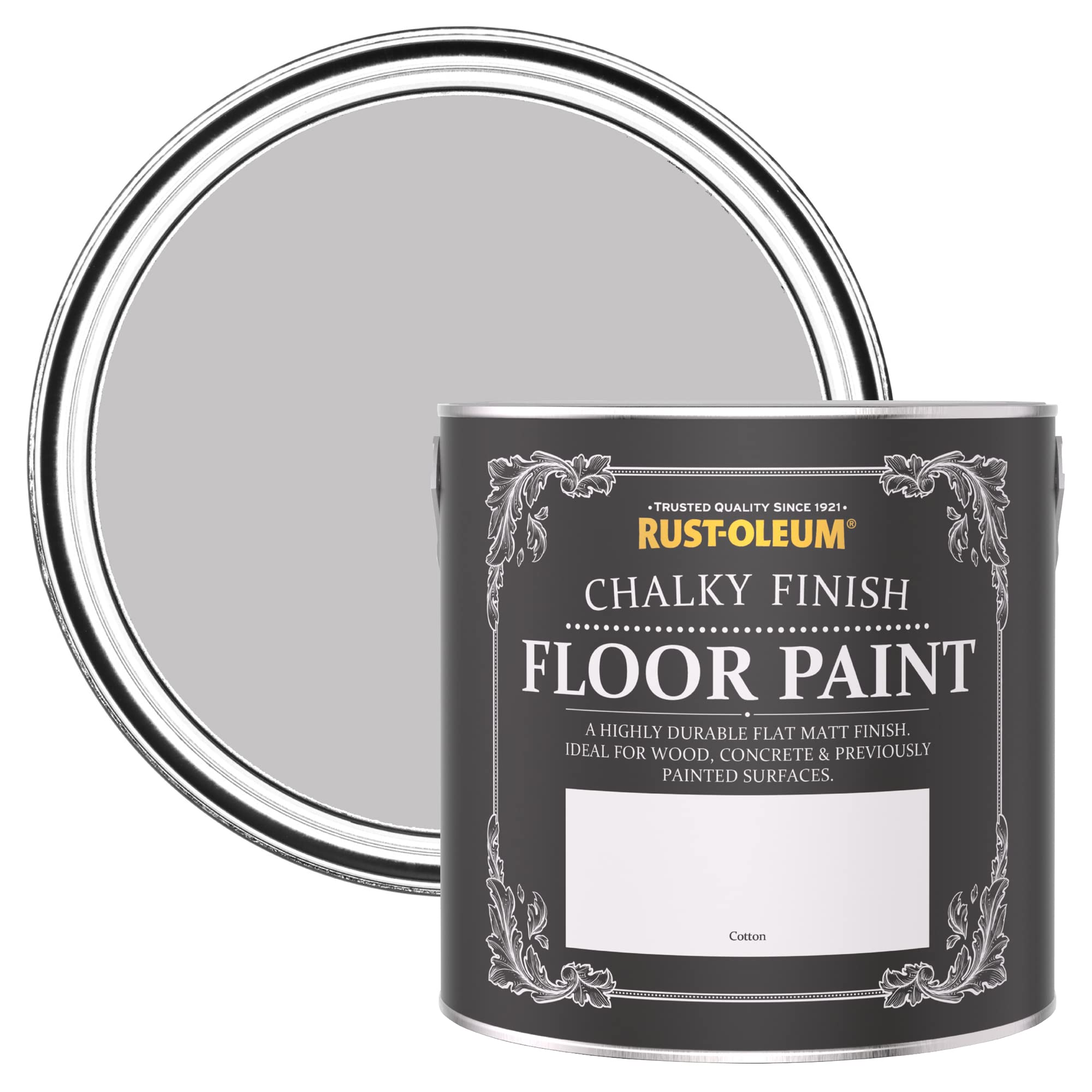 Rust-Oleum White Scratch-Resistant Floor Paint in Matt Finish - Cotton (WHITE) 2.5L
