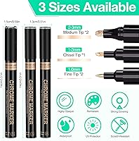 Vista 6 de KERIFI - Marcadores cromados de cobre líquido artístico, juego de marcadores reflectantes cromados metálicos brillantes y únicos, marcador de espejo