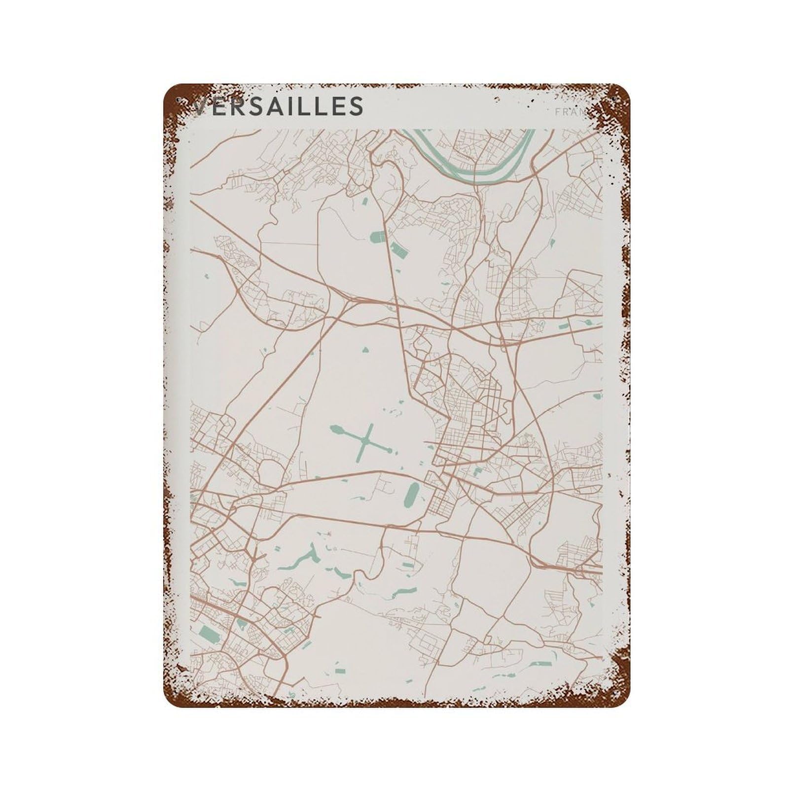 xiaoxiaoshen Versailles Map France Travel Gift Scandi Wall Decor Art Metal Tin Poster Modern Home Decor Art Home Bar Shop Decorations Vintage Sign 40x30cm