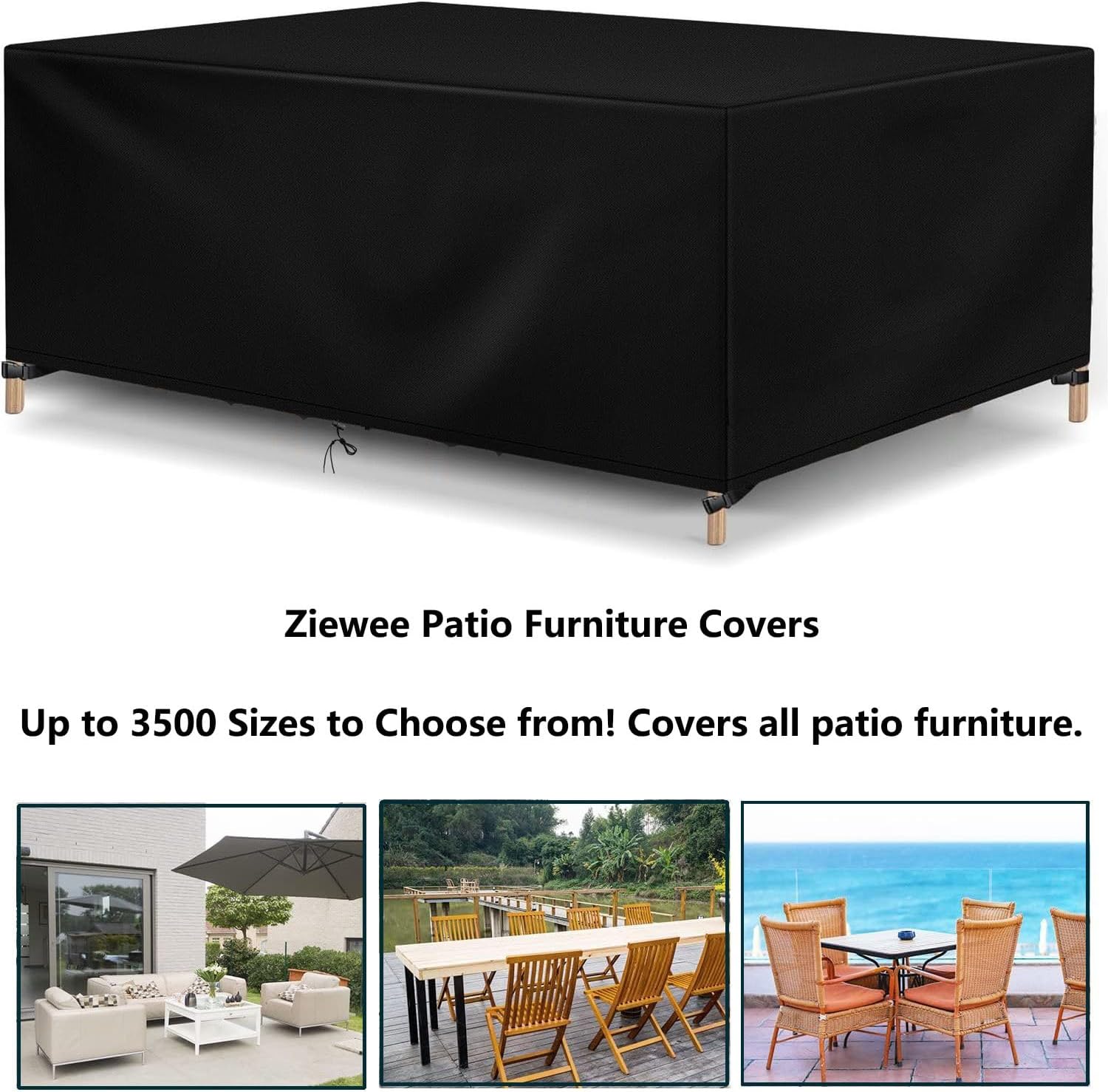 Outdoor Patio Furniture Covers Waterproof 600D Rectangular Outdoor Table and Chair Set Cover Wind Dust Proof Anti-UV Durable Patio Sectional Couch Cover 44" L x 24" W x 36" H / 110x60x90cm