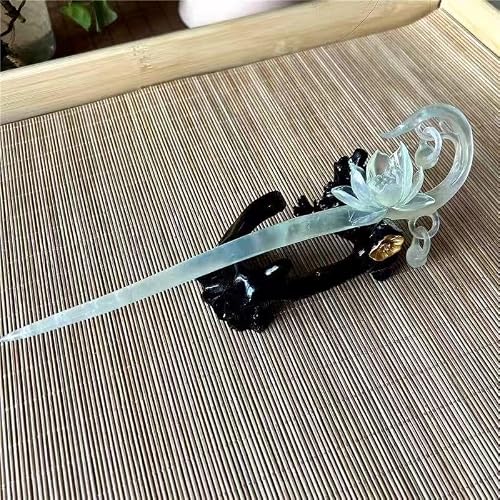Handmade Natural Dark Green Xiuyan Jade Two Birds Plum Blossom
