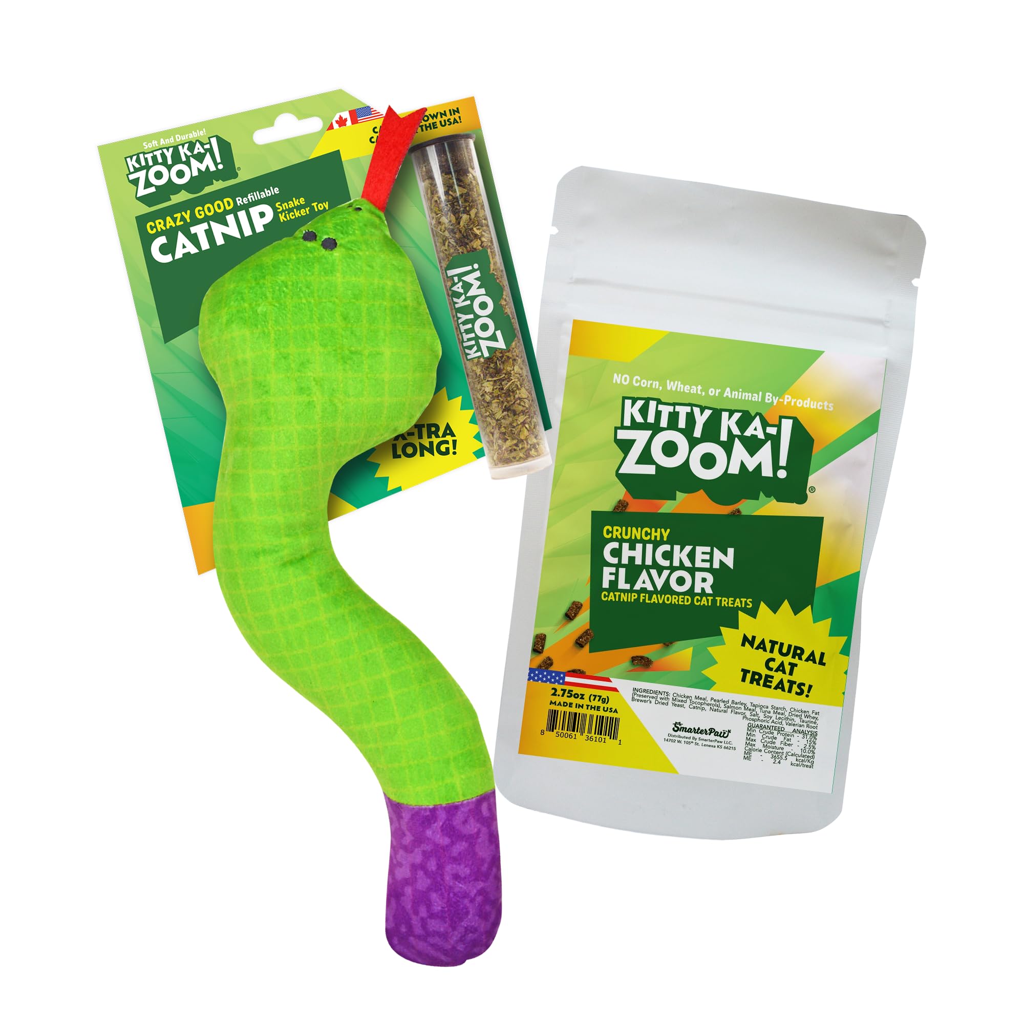 Friandises pour chat au poulet et jouet serpent pour stimuler l'instinct