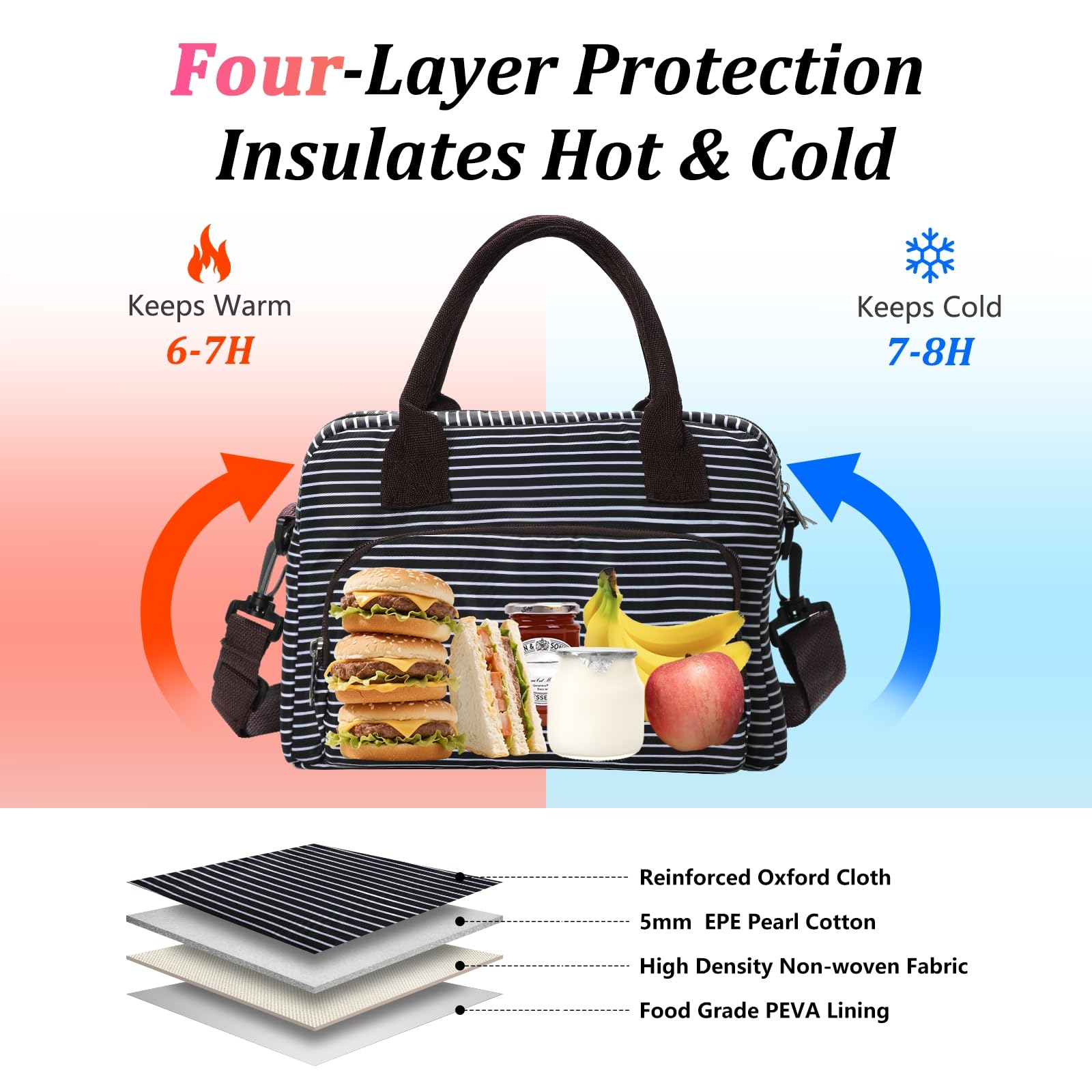 AOTM Lunch Bags for Women 12L Large Insulated Lunch Box with Adjustable Shoulder Straps - Image 3