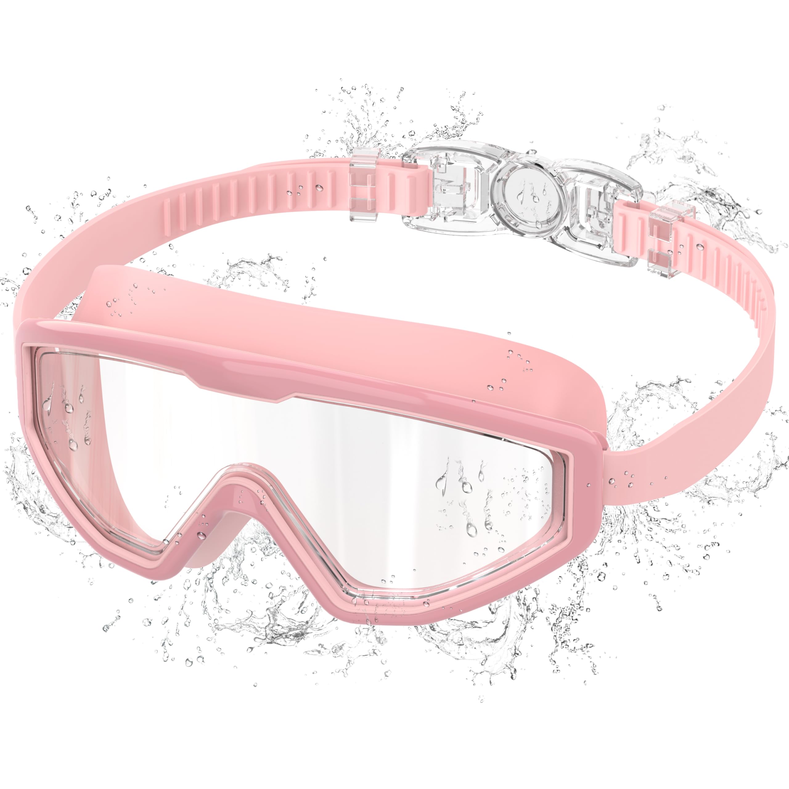 Ambienden Taucherbrille Kinder, Antibeschlag UV-Schutz, Weitwinkel-Sicht, 1-Klick Verstellung, Silikondichtung, Unisex Schwimmbrille Kinder 3-12Jahre