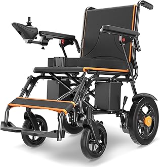 Electric Wheelchair for Adults - KERDOM Foldable Wheelchair 330LBS Capacity, 360° Joystick Control & EABS Parking | Anti-Tip Wheels, Compact Mobility Scooter for Travel-Orange