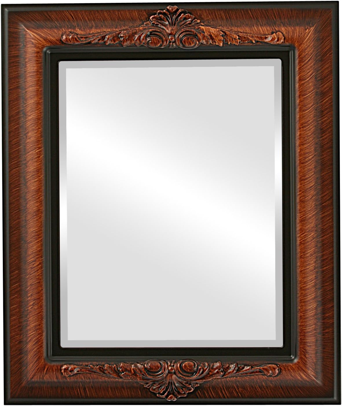 OVALCREST Rectangle Beveled Wall Mirror for Home Decor - Winchester Style - Vintage Walnut - 23x29 Outside Dimensions