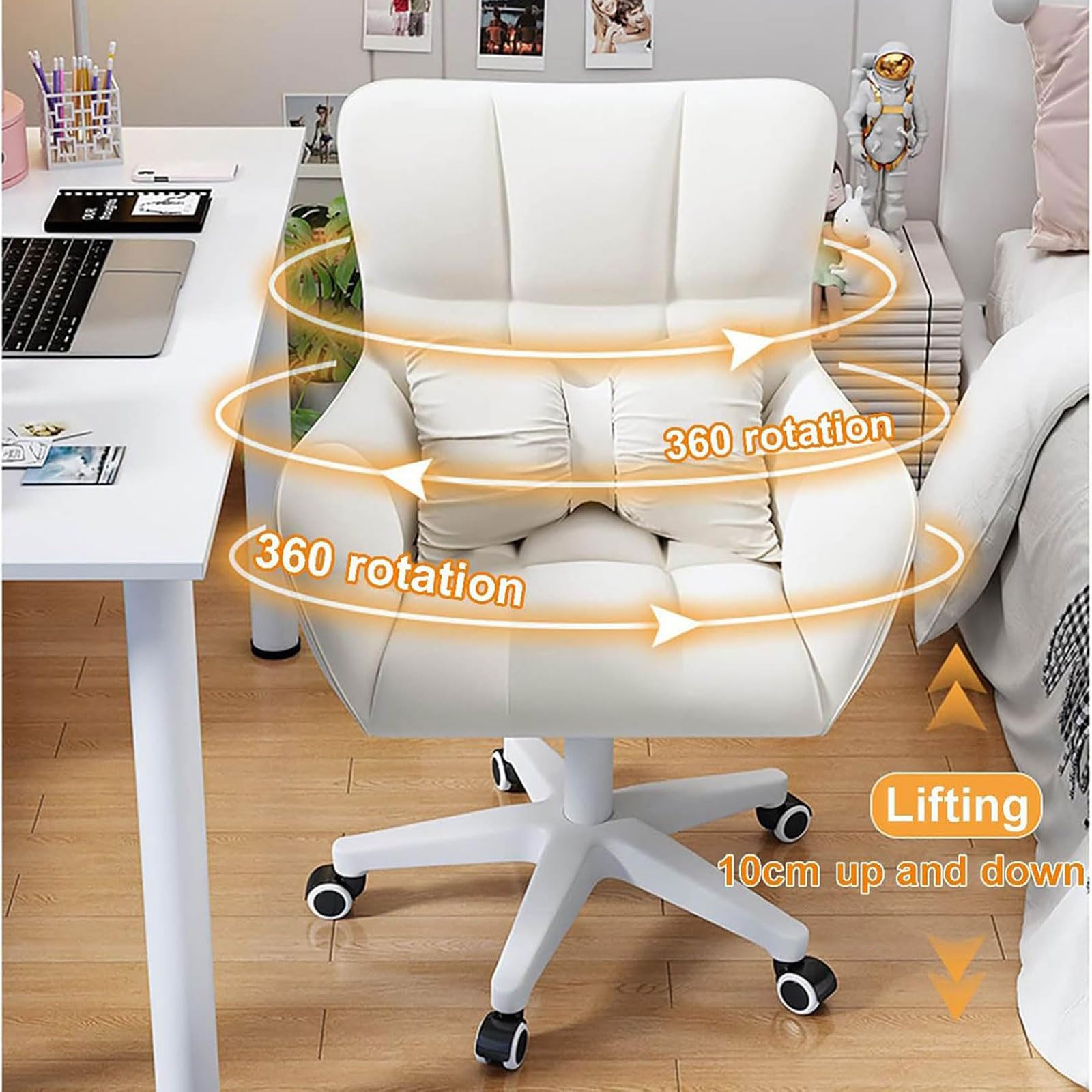 Sedia da gioco ergonomica girevole da ufficio con altezza regolabile, comoda sedia imbottita per casa, ufficio, studio e sessioni di gioco