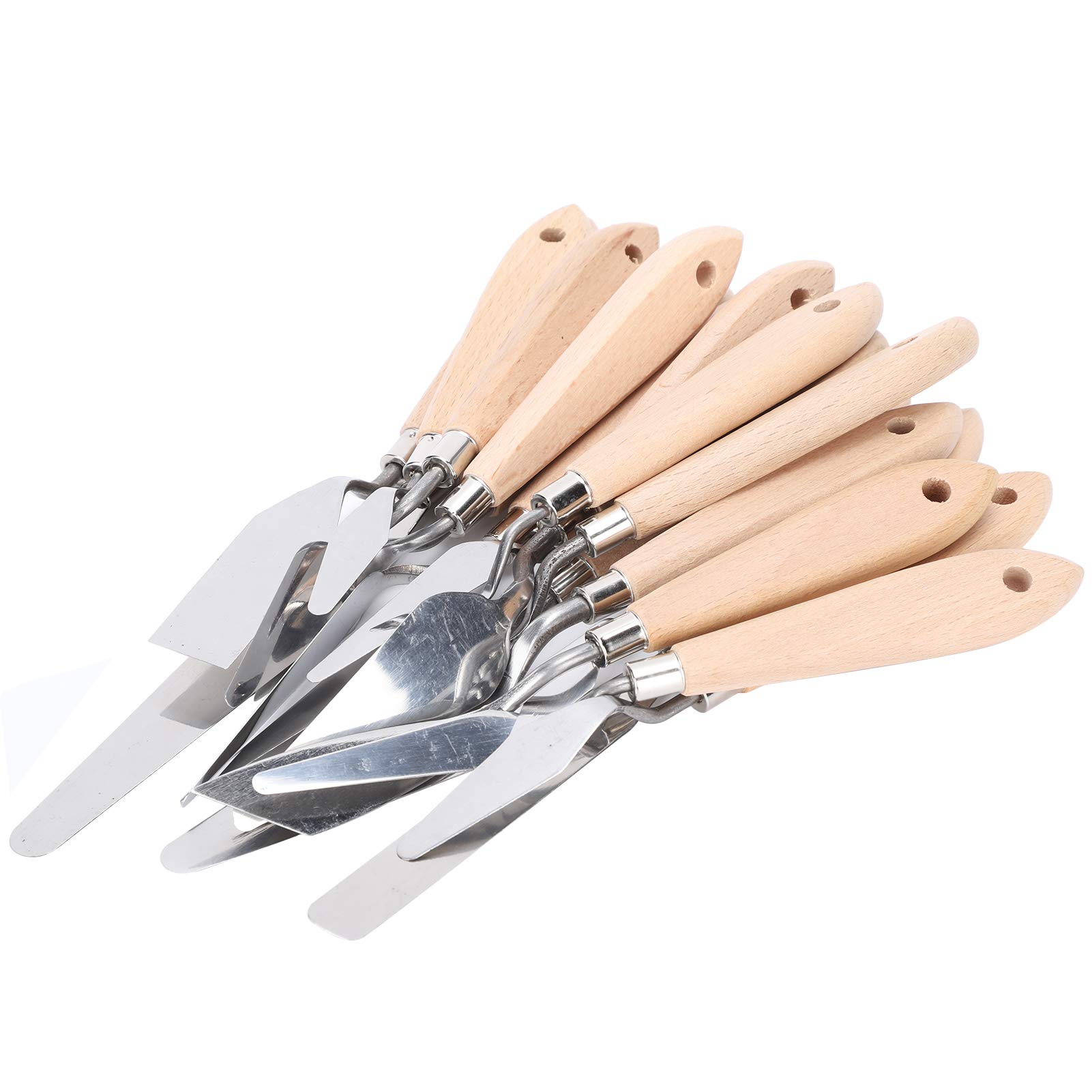SPAtola, 18 Pezzi SPAtola in Acciaio Inossidabile Coltello da Pittura Accessori per Pittura Ad Olio con Manico in Legno, per Olio, Tela, Strumenti per Pittura Acrilica