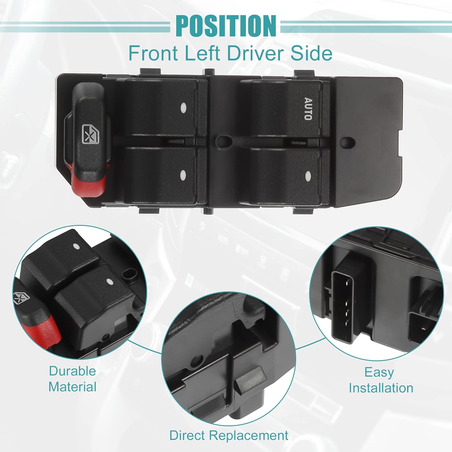 ACROPIX Front Left Driver Side Master Power Window Switch Fit for Chevrolet Impala - Pack of 1 Black