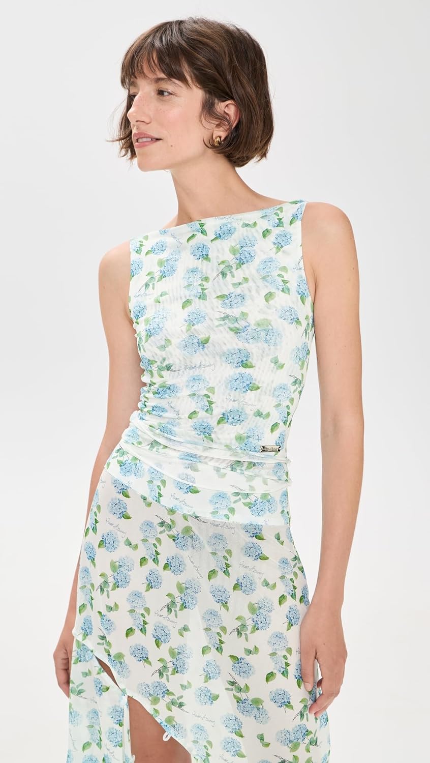 House of Sunny Women's Hydrangea Double Layer Mesh Top