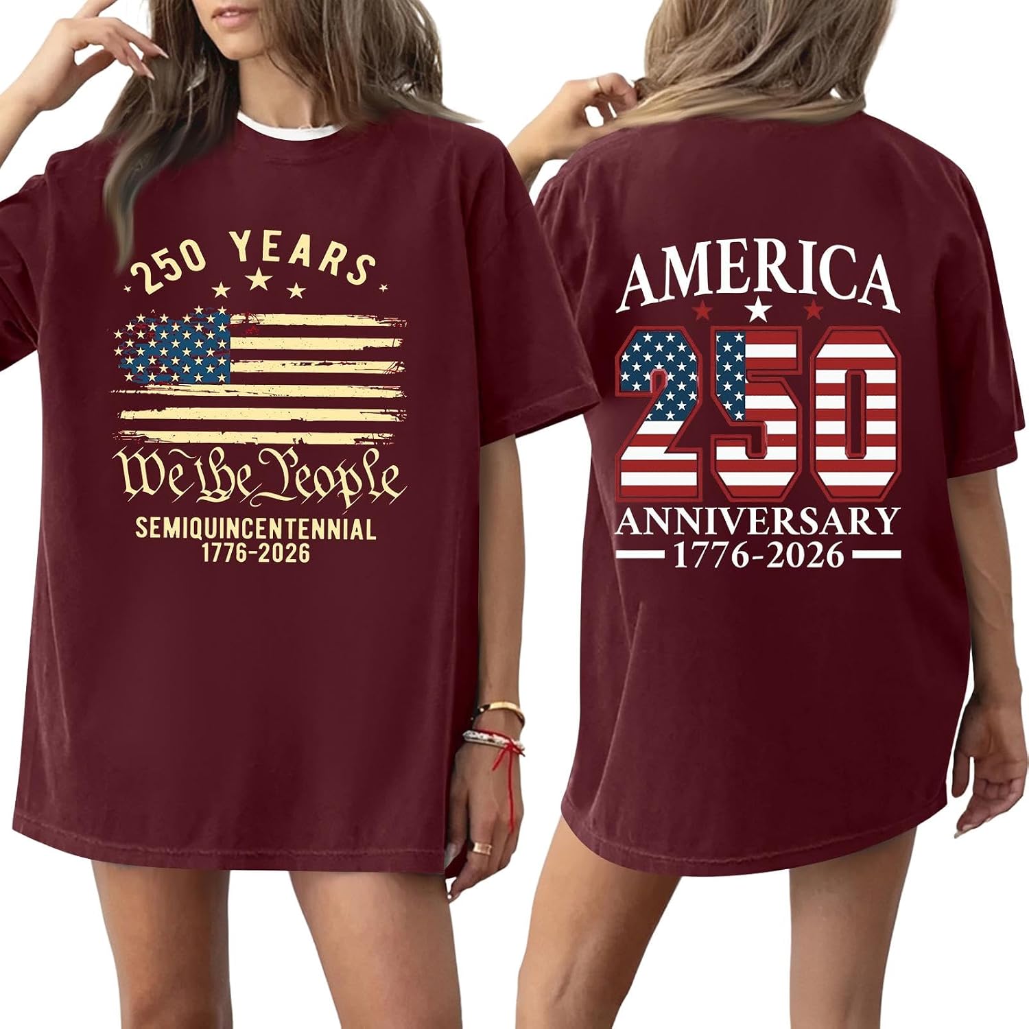 Women's 250Th Anniversary USA Shirts, Short Sleeve Crewneck America Flag Graphic Tee Tops, S-5XL