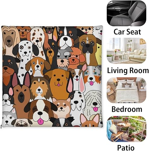 Miniatura 7 de Bardic Chair Cushion 1 Pack Cute Doodle Dog Memory Foam Seat Cushion Dog Print Animal Removable Square Chair Pads for Kitchen Dining Office Chairs
