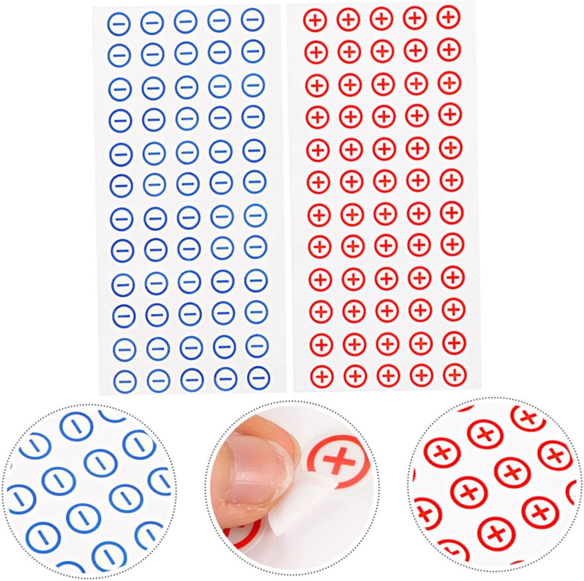 Warning Safety Stickers for Battery Polarity Identification, 4 Sheets
