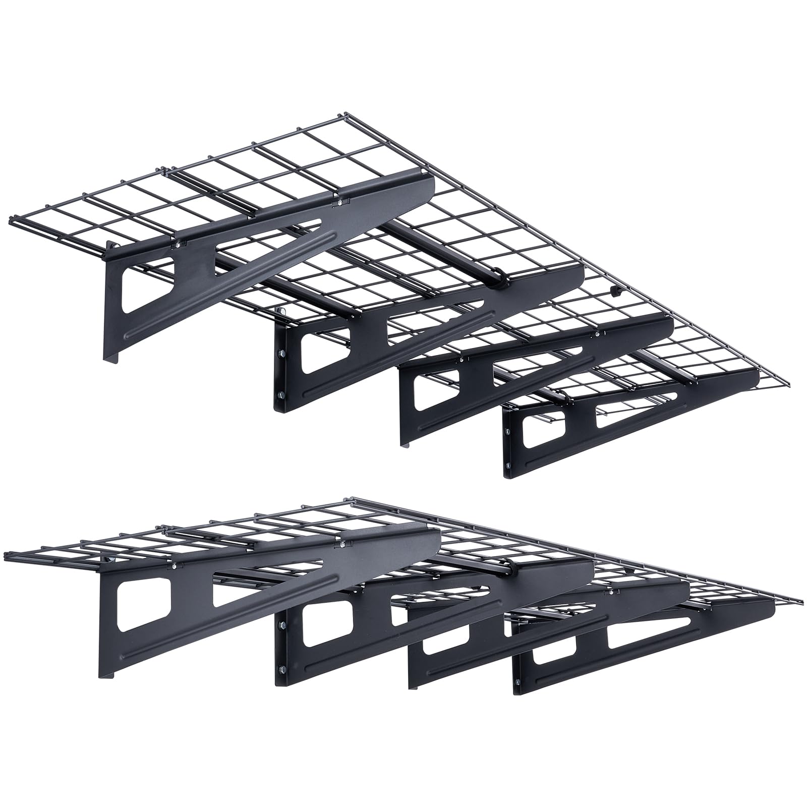VEVOR 2 sztuki, 1,8 x 0,6 m wytrzymały montowany na ścianie, nośność 453 kg (całkowita) półki pływające, odpowiednie do sklepu, szopy, garażu, czarny, 183 x 62 x 20 cm