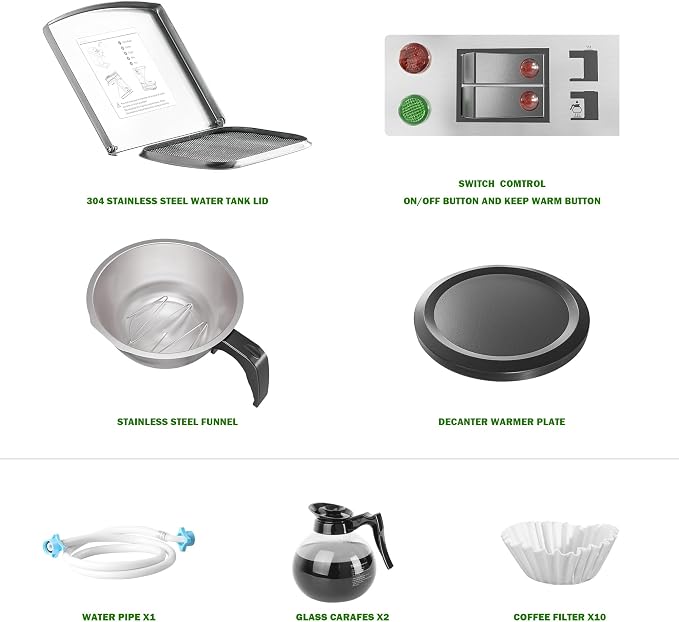 Cafetera Goteo Comercial Doble con Línea de Agua 200 Tazas/H 7.2L miniatura 6