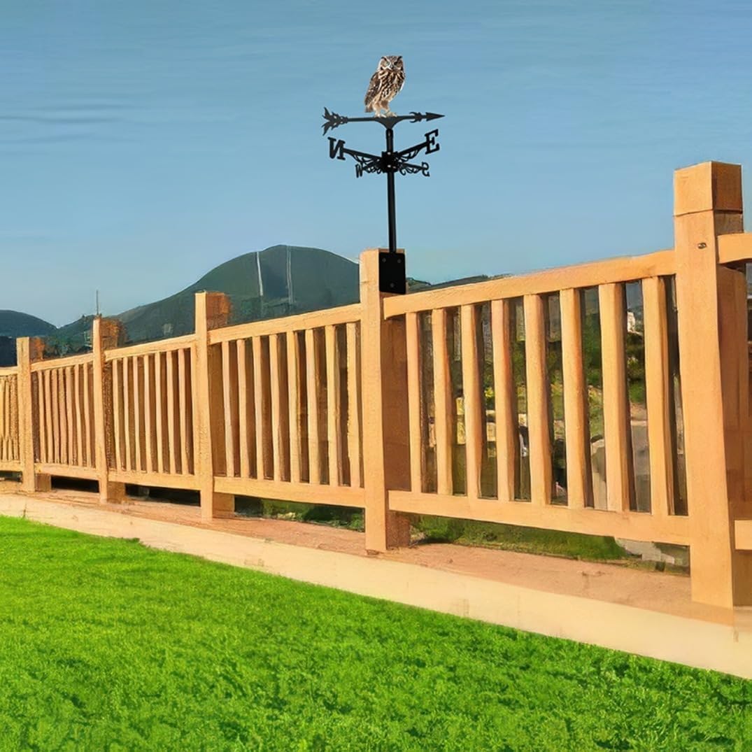 Colorful Metal Owl Series Weathervane Roof Yard Decorations Eagle Rotating Wind Indicator Iron Art Weathercock Garden Accessories (Owl C)