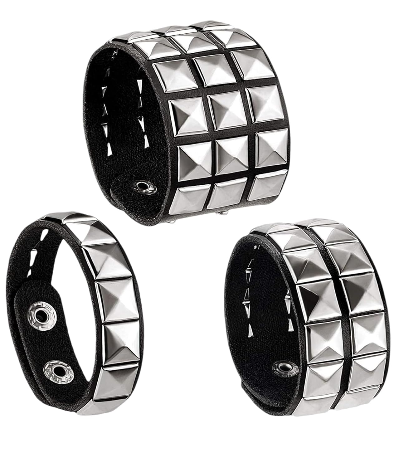 Manthan 3Pcs Gothic Jewellery Punk Bracelet, Premium Material Wrap Bangle for Men and Women, Punk Rock Accessories for Fashion and Themed Parties