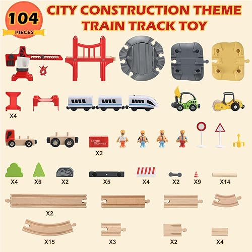 Miniatura 3 de Juego de tren de madera (tema de construcción)